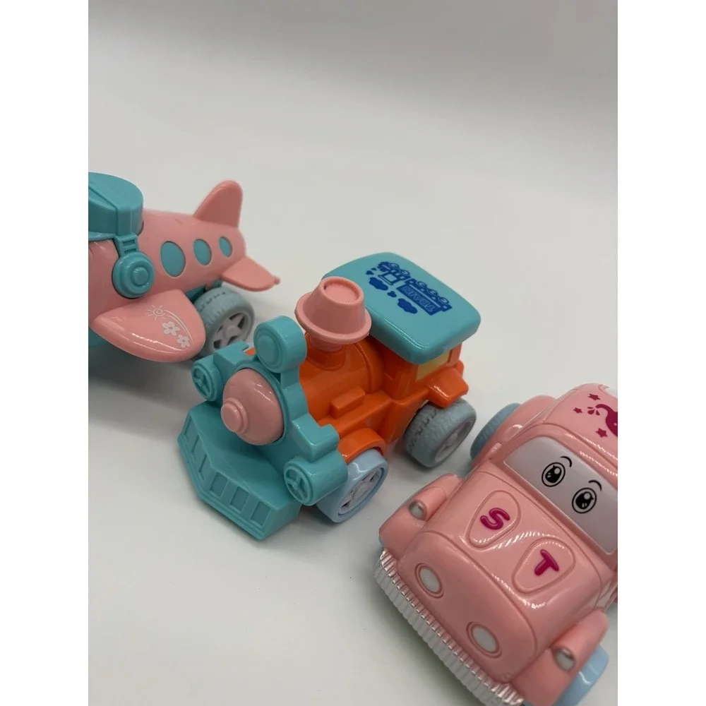 4-in-1 Cartoon Vehicles from the Fun Little Toys Pink Plane Train Car Helicopter